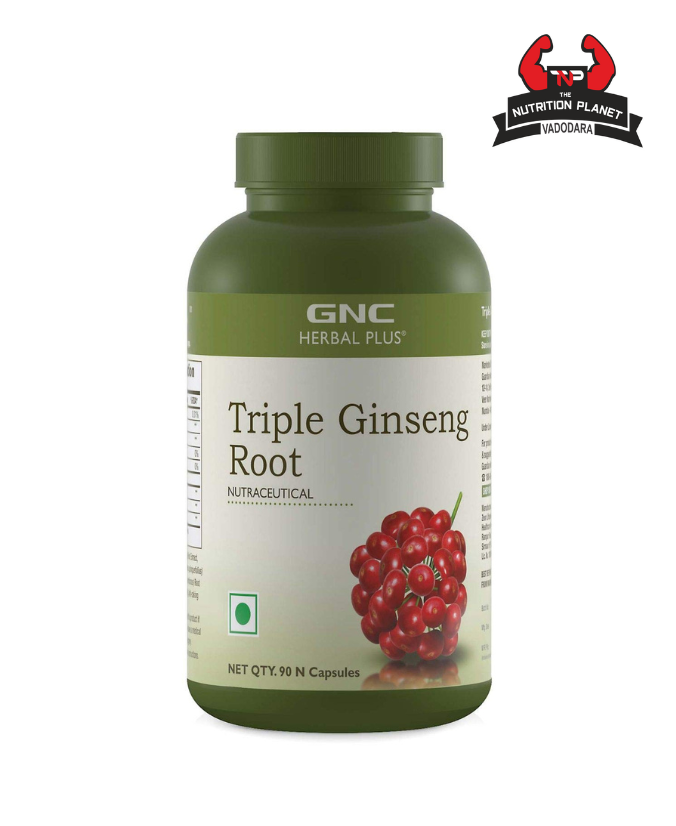 GNC Herbal Plus Triple Ginseng Root - 90 Vegetarian Capsules